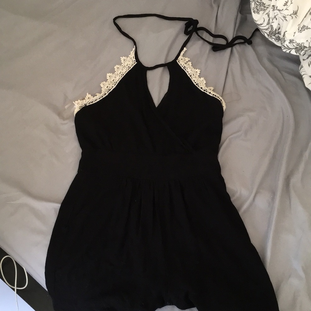 Black Romper With Lace